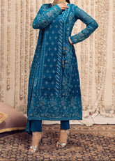 BLUE NOVA– Embroidered Chiffon Unstitched 3Pc Suit.